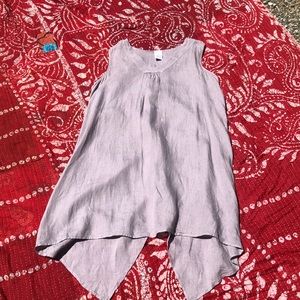 🍀 Match Point 100% Linen Asymmetrical Lagenlook  “Easy Breezy” artsy dress